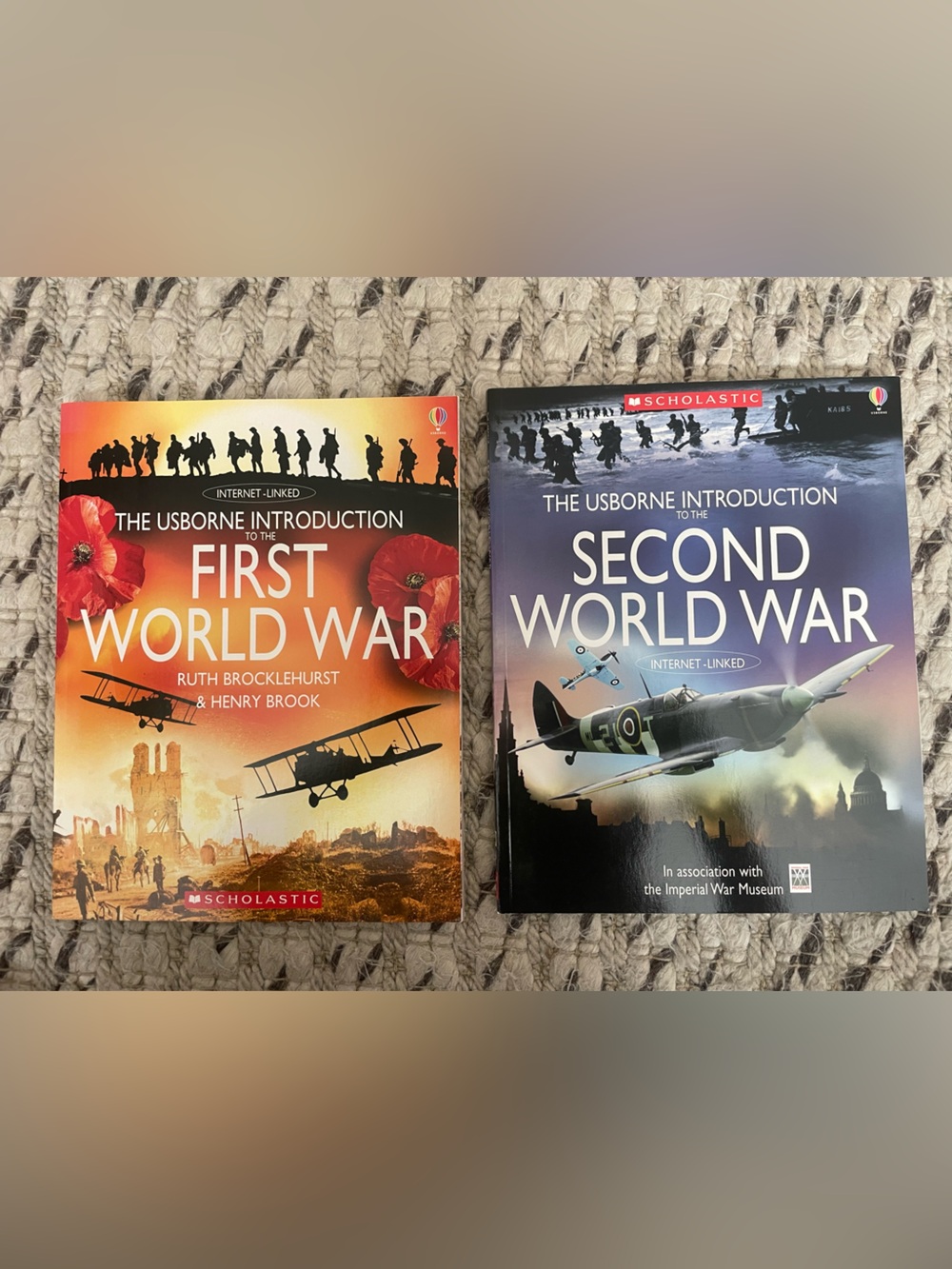 Scholastic blue and orange First & Second World War paperback covers